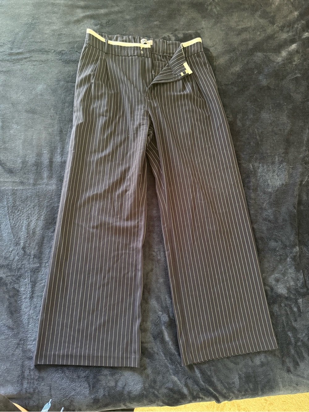 Navy Pinstripe Business Casual Pants